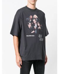 dunkelgraues bedrucktes T-Shirt mit einem Rundhalsausschnitt von Balenciaga