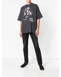 dunkelgraues bedrucktes T-Shirt mit einem Rundhalsausschnitt von Balenciaga