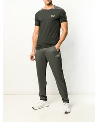 dunkelgraues bedrucktes T-Shirt mit einem Rundhalsausschnitt von Ea7 Emporio Armani