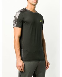 dunkelgraues bedrucktes T-Shirt mit einem Rundhalsausschnitt von Ea7 Emporio Armani