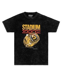 dunkelgraues bedrucktes T-Shirt mit einem Rundhalsausschnitt von Stadium Goods