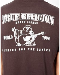 dunkelgraues bedrucktes T-Shirt mit einem Rundhalsausschnitt von True Religion