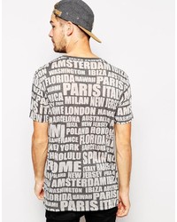 dunkelgraues bedrucktes T-Shirt mit einem Rundhalsausschnitt von Asos