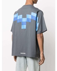 dunkelgraues bedrucktes T-Shirt mit einem Rundhalsausschnitt von Marcelo Burlon County of Milan