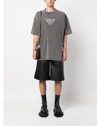 dunkelgraues bedrucktes T-Shirt mit einem Rundhalsausschnitt von Vetements