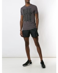 dunkelgraues bedrucktes T-Shirt mit einem Rundhalsausschnitt von Track & Field