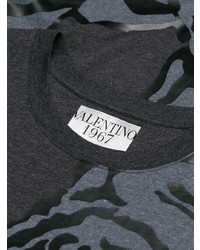dunkelgraues bedrucktes T-Shirt mit einem Rundhalsausschnitt von Valentino