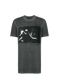 dunkelgraues bedrucktes T-Shirt mit einem Rundhalsausschnitt von Tom Rebl