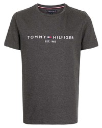 dunkelgraues bedrucktes T-Shirt mit einem Rundhalsausschnitt von Tommy Hilfiger