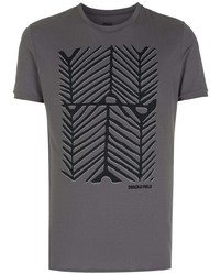 dunkelgraues bedrucktes T-Shirt mit einem Rundhalsausschnitt von Track & Field