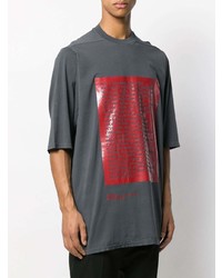 dunkelgraues bedrucktes T-Shirt mit einem Rundhalsausschnitt von Rick Owens DRKSHDW