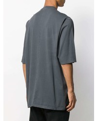 dunkelgraues bedrucktes T-Shirt mit einem Rundhalsausschnitt von Rick Owens DRKSHDW