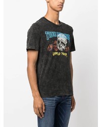 dunkelgraues bedrucktes T-Shirt mit einem Rundhalsausschnitt von True Religion