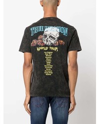 dunkelgraues bedrucktes T-Shirt mit einem Rundhalsausschnitt von True Religion