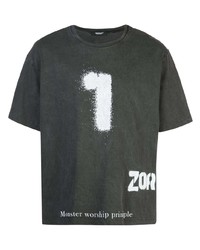 dunkelgraues bedrucktes T-Shirt mit einem Rundhalsausschnitt von Undercover