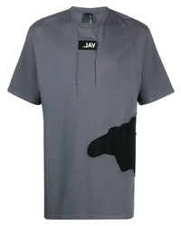 dunkelgraues bedrucktes T-Shirt mit einem Rundhalsausschnitt von VAL KRISTOPHE