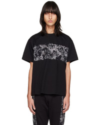dunkelgraues bedrucktes T-Shirt mit einem Rundhalsausschnitt von VERSACE JEANS COUTURE