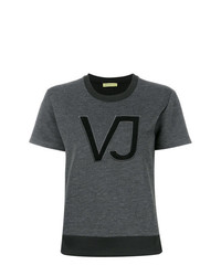 dunkelgraues bedrucktes T-Shirt mit einem Rundhalsausschnitt von Versace Jeans