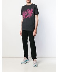 dunkelgraues bedrucktes T-Shirt mit einem Rundhalsausschnitt von Off-White