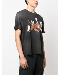 dunkelgraues bedrucktes T-Shirt mit einem Rundhalsausschnitt von Amiri