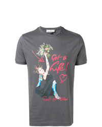 dunkelgraues bedrucktes T-Shirt mit einem Rundhalsausschnitt von Vivienne Westwood