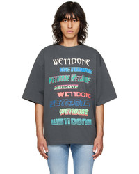 dunkelgraues bedrucktes T-Shirt mit einem Rundhalsausschnitt von We11done