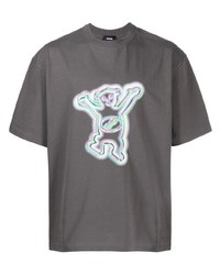 dunkelgraues bedrucktes T-Shirt mit einem Rundhalsausschnitt von We11done
