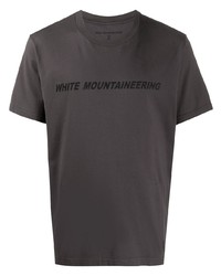 dunkelgraues bedrucktes T-Shirt mit einem Rundhalsausschnitt von White Mountaineering