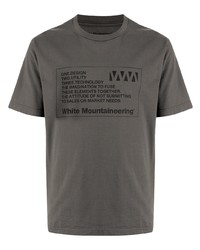 dunkelgraues bedrucktes T-Shirt mit einem Rundhalsausschnitt von White Mountaineering