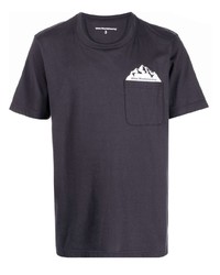 dunkelgraues bedrucktes T-Shirt mit einem Rundhalsausschnitt von White Mountaineering