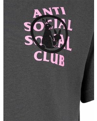 dunkelgraues bedrucktes T-Shirt mit einem Rundhalsausschnitt von Anti Social Social Club