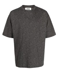 dunkelgraues bedrucktes T-Shirt mit einem Rundhalsausschnitt von YMC