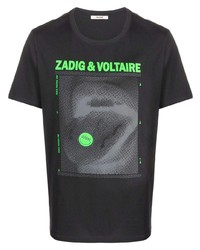 dunkelgraues bedrucktes T-Shirt mit einem Rundhalsausschnitt von Zadig & Voltaire