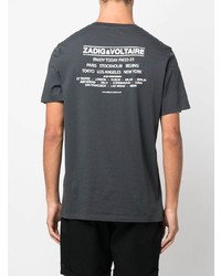 dunkelgraues bedrucktes T-Shirt mit einem Rundhalsausschnitt von Zadig & Voltaire