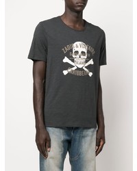 dunkelgraues bedrucktes T-Shirt mit einem Rundhalsausschnitt von Zadig & Voltaire