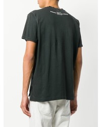 dunkelgraues bedrucktes T-Shirt mit einem V-Ausschnitt von Diesel