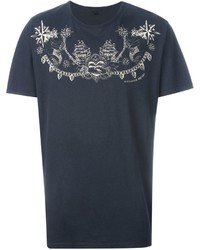 dunkelgraues bedrucktes T-shirt von Alexander McQueen