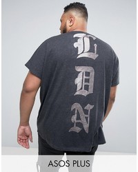 dunkelgraues bedrucktes T-shirt von Asos