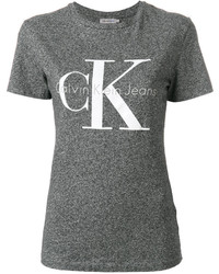 dunkelgraues bedrucktes T-shirt von CK Calvin Klein