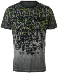 dunkelgraues bedrucktes T-shirt von Diesel