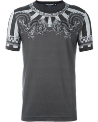 dunkelgraues bedrucktes T-shirt von Dolce & Gabbana
