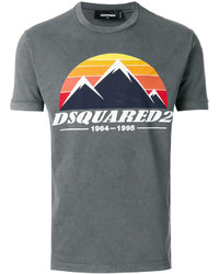 dunkelgraues bedrucktes T-shirt von DSQUARED2
