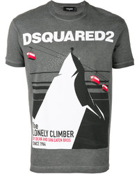 dunkelgraues bedrucktes T-shirt von DSQUARED2