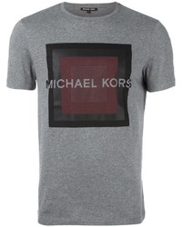 dunkelgraues bedrucktes T-shirt von Michael Kors