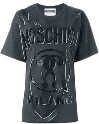 dunkelgraues bedrucktes T-shirt von Moschino