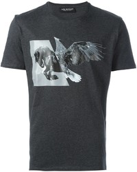 dunkelgraues bedrucktes T-shirt von Neil Barrett