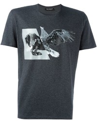 dunkelgraues bedrucktes T-shirt von Neil Barrett