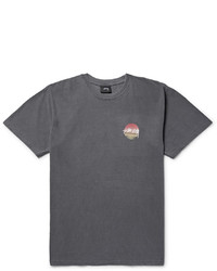dunkelgraues bedrucktes T-shirt von Stussy