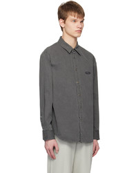 dunkelgraues besticktes Jeanshemd von Solid Homme