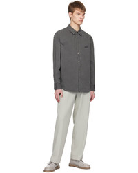 dunkelgraues besticktes Jeanshemd von Solid Homme